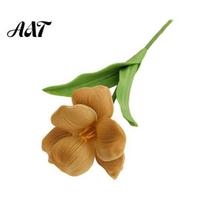 Table Centerpiece Floral Artificial Opening Tulip with Stem, Realistic Fake Flower, Faux Stem Bloom for Wedding Party Home Office Decor