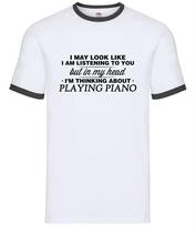 My Head I'm Playing Piano - Mens Ringer - Musician Pianist Instrument S