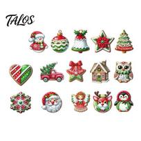 Hand Painted Wood Xmas Charms 15/30 Pcs Wooden Christmas Ornaments Set, Cute Santa Reindeer Snowman Tree Hanging Decorations, Handpainted for 15pcs