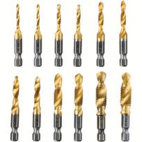 12PCS Multi-Purpose Shank Tap and Drill Bit Set for Threading and Chamfering one size
