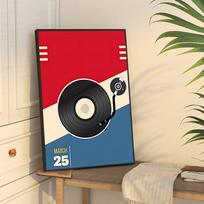 Retro Vinyl Record Print Mid Century Music Minimal Pastel DIY Sticky Poster Fancy Wall Sticker for Living Room Bar Decoration (as the picture,10x15cm No Frame)
