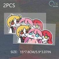 Creative anime Lonely Rock Group Character Cartoon Q Version Eating Whale Expression Reflective Car Sticker Mobile Computer 15x7.8cm