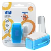 STIM Junior Infant Kit | BPA Free Soft Silicone Finger Brush | 0 to 12 Months | Gentle Baby Tooth Brush | Protective Case | Muslin Cloth | Safe & B