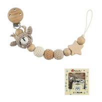 Dummy Clips Children Wood Baby Teether Toys Straps Pacifier Holder Clips Baby Pacifier Chain Crochet Animal Pacifier Clips