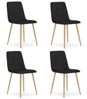 KARA chair - black velvet / wood color legs x 4