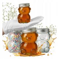 Teddy Bear Jar 80ml 4 pcs. Decorative glass jars for gifts, honey, candies
