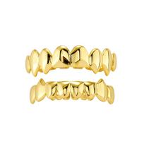 Hot Sale JZ G-019 Brass Smooth Dental Grills Grillzs Halloween  Hip-hop 8 Teeth Unisex Lower Teeth