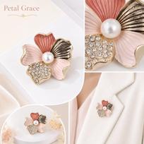 Three-Color Floral Petal Brooch, Elegant Versatile Pin for Women one size