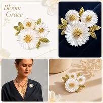 Flower Brooch Pin for Women - Fashion Elegant Lapel Pin for Coat Cardigan, Stylish Decorative Brooch for one size