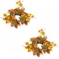 2 Pack Thanksgiving Sunflower Pumpkin Candle - Fall Floral Arrangement One Size