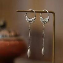 Fairy Style Old Earrings Tassel Slip-up a Pair of Retro Ethnic Minority
