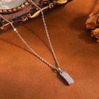 Cross-border European American Style Stainless Steel Diamond-encrusted Square Pendant Necklace Light Luxury Versatile Women's