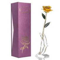 24K Gold Plated Real Rose Yellow Rose with Base Valentine s Day Gift Decoration for Lover