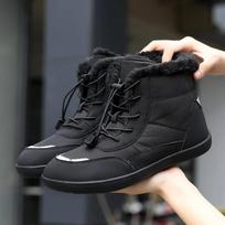 Women's Winter Snow Boots Fur Lined Barefoot Boots Wide Toe Box Ankle Booties Walking Boots Outdoor With Plush Cotton Shoes 36 juoda