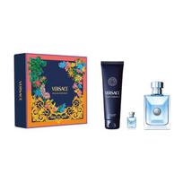 Rinkinys Versace Pour Homme vyrams: tualetinis vanduo EDT, 100 ml + 5 ml + dušo želė, 150 ml