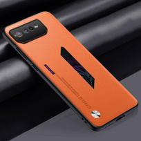 Luxury PU Leather Case For Asus ROG Phone 6 D 6D Back Cover Matte Silicone Full Protection Phone Case For Asus ROG Phone6 D 5G For ROG Phone 6 oranžinė