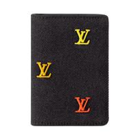 Louis Vuitton Pocket Organizer Letter Embroidery Two-Fold Denim Wallet Men Wallet Black Gradient-Orange M13965 Basic Set (Bag+Dust Bag)