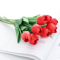 5PCS Real Touch Artificial Tulip PU Wedding Bridal Tulip Bouquet  for Christmas Party Decor
