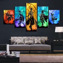 5 Pieces Canvas Painting Abstract Arts Genshin Impact Game Home Decor Picture Living Room HD Anime Poster Prints Bedroom Mural 20X35 20X45 20X55CM blue