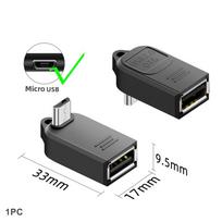 Data Transfer Micro USB OTG Adapter Elbow 90 Degree Mini USB to USB-A Converter Support Phone Tablet Charging Plug and Play