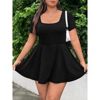 Women's Sexy Low-neck Dress Waist Slimming Dress Anti-slip Shorts Clothes Sale S