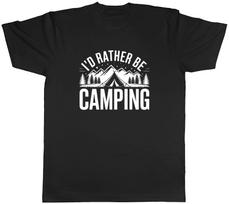 I'd Rather be Camping Tent Mountains Mens T-Shirt Tee Gift Top XL