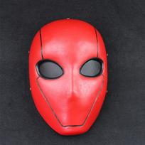 Resin Red Hood Mask Full Face Helmet with Mesh Eyes Halloween Cosplay Costume Prop Masqurade Party Collectible Decoration raudona