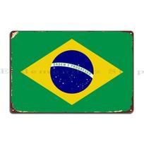 Brazilijos Vėliava Metalinis Ženklas Vintažinis Klubas Sienų Dekoras Garažas Skardinis Ženklas Plakatas 20x30cm（7.8x11.8inch）
