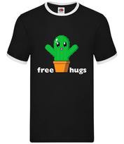 Free Cactus Hugs - Mens Ringer - Cute Cuddle Funny XXXXL