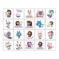20Pcs Cartoon Gabby Dollhouse Temporary Tattoo Sticker Body Art Cute Tattoo Stickers Cosplay Party Toys for Kids Birthday Gifts gray
