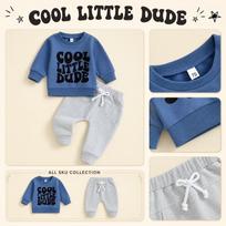 Cool Sweatshirt and Pants 2-Piece Set, Long Sleeve Crewneck Letter Print Outfit for Spring Fall 100