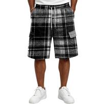 Men's Casual Plaid Drawstring Shorts - Elastic Waist Summer Bottoms for Everyday Wear and Lounging, Available in Multiple Sizes L