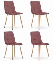 KARA chair - pink velvet / wood color legs x 4