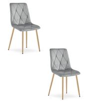 LIBRA chair - light gray velvet / wood color legs x 2