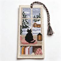 Cross Embroidery Seasonal Cat Embroidery Bookmark Handcrafted Book Page Marker Material Kit  Girls winter