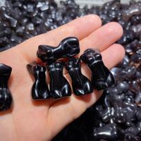 Black Obsidian Handmade Polished Human Body Models Female Model Carving Women Torso Statue Collectible (Black,One Size)