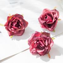 Rolled Edge Rose Flower Head Handmade Diy Fake Rose Flowers Peyote Wedding Flower Artificial Shooting Props Decoration Fake Flowers 5 pcs