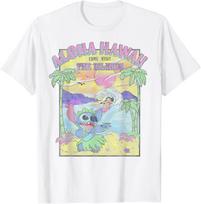 Hot Fashion Casual Disney Lilo & Stitch Aloha Hawaii Come Visit The Islands T-Shirt S-4XL Summer L
