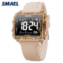 SMAEL 8128 Unisex Skaitmeninis Sportinis Laikrodis Atsparus Vandeniui 5BAR Chronografas Chronometras Žadintuvas Silikoninis Dirželis Šviečiantys Rodykliai Dienos/Datos Rodymas 1 rožinė