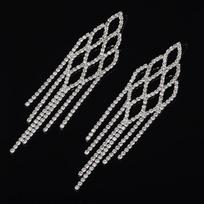 Cross-Border Sold Jewelry Rhinestone Tassel Earrings Elegant Ear Studs Temperament Silvering Long  E511
