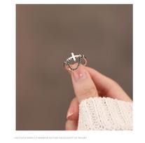Fashion Style Fashion Jewelry Cross Hanging Chain Tassel 925 Sterling Silver Personality Opening Ring Infinity Women Ring Resizable