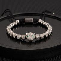 European American Cross-border Pineapple Bead Leopard Head Zircon Stainless Steel Punk Unisex Woven Twist Bracelet Roman