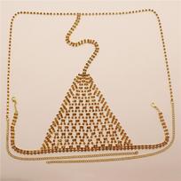 Cross-Border Hot Selling Yellow Rhinestone Sexy Body Chains Suit Nightclub Bikini Bra Shorts Short Skirt Accessories