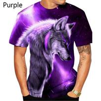 Fashion 3D Wolf Printed T-Shirts for Men/Women Personality Cool Printing Graphic Tee Shirt Unisex Short Sleeve T-shirt Plus Size S