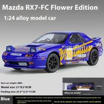 1/24 Mazda RX7 FC Latte Art Initial D Supercar Alloy Diecast Model Car Sound & Light Fine Decorative Children's Toy Gifts mėlyna