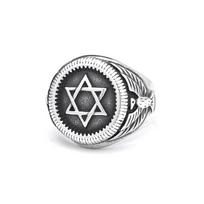 Vintage Punk Star of David Ring Hip Hop Biker Stainless Steel Hexagram With Eagles Rings For Men Women Amulet Jewelry 7