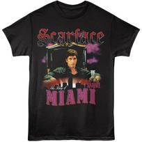 Scarface King of Miami Black Graphic Crew Neck - Short Sleeve Tee - Vintage Style Crime Drama Movie T Shirt for Men & Women S juoda