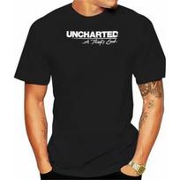 Humor Cotton t-Shirts Vintage Style Short Sleeve Uncharted 4 A Thiefs End TEE-Shirt Beach Man tee Shirt Fashion Print tees Black S