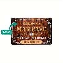 Personalized Man Cave Custom Name Sign Heavy Duty Iron Wall Art Decor brown