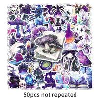 50pcs Holographic Witch Skull Stickers: Waterproof for Guitars, Journals, and Computers.
